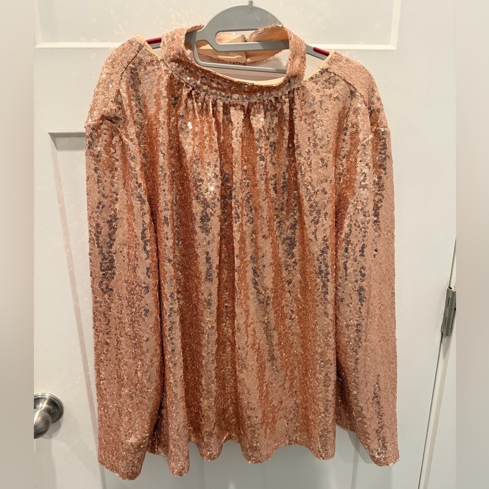 ELOQUII Rose Gold Sequin Top NWT Women’s Size 18 Party Blouse